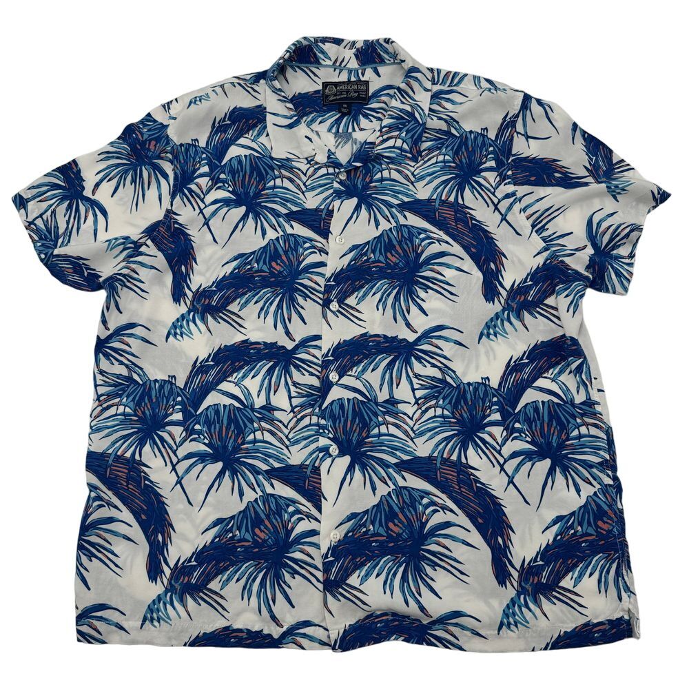 American Rag Tropical Palm Print Hawaiian Shirt Button Down Summer Beach XXL